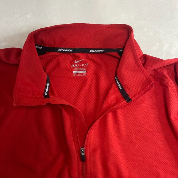 Nike Running Dri-Fit 1/4 Zip Long Sleeve Pullover Athletic Strech Red Mens XXL - Picture 3 of 9